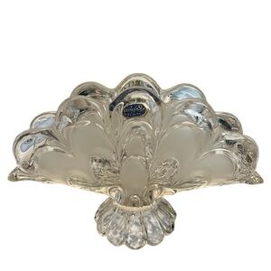 Vintage Bohemia Crystal glass “Toscana Drape” frosted footed heavy napkin holder